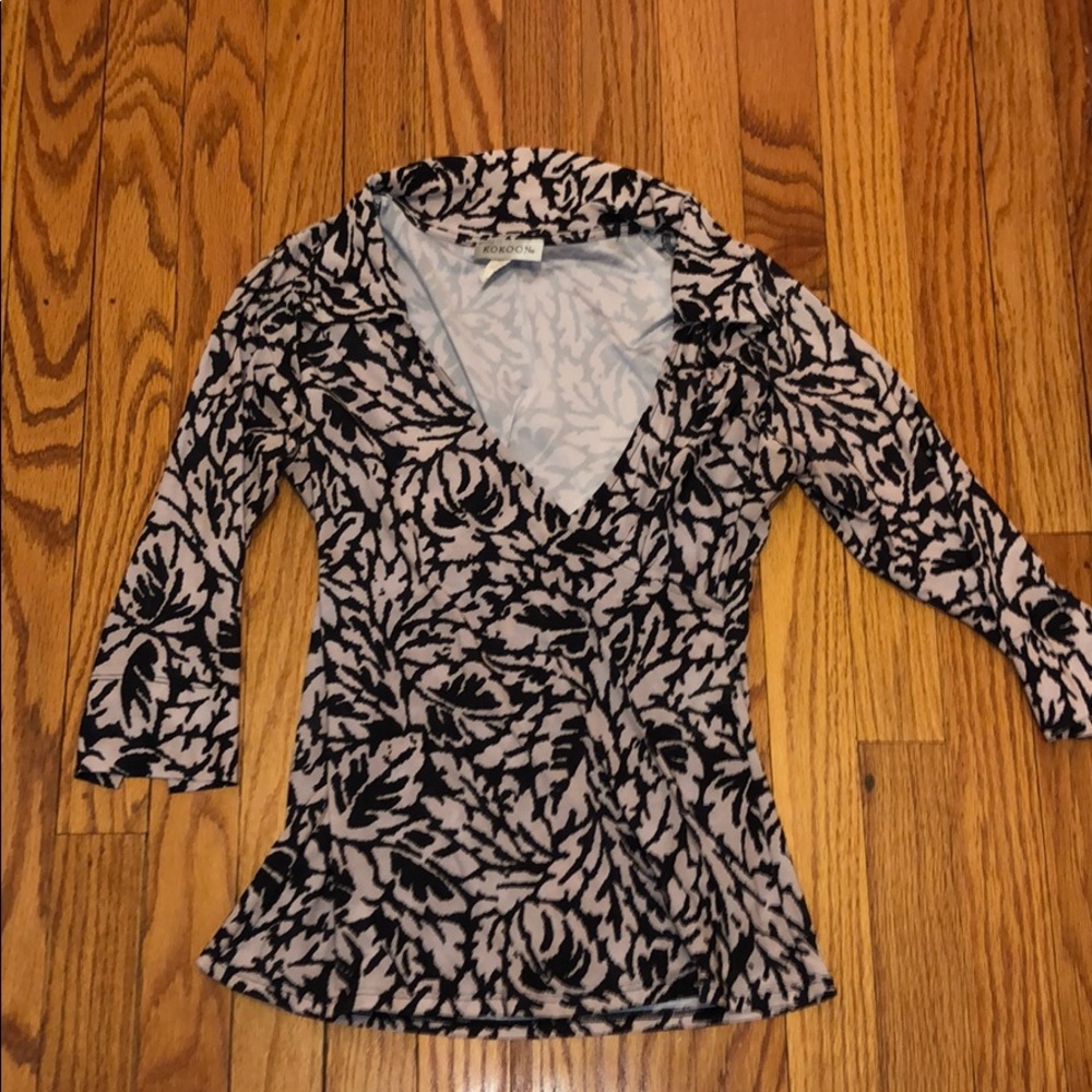 Cream and black printed blouse